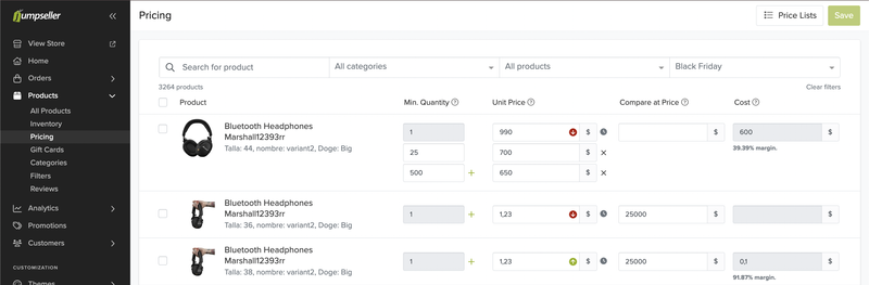 Precios por Volumen con Listas de Precios
