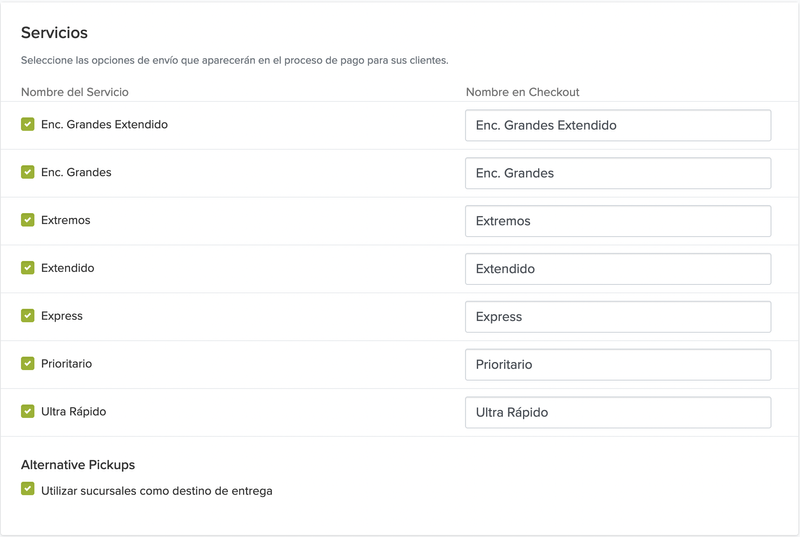 Configuración Chilexpress