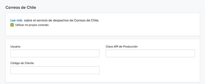 Configuración CorreosChile