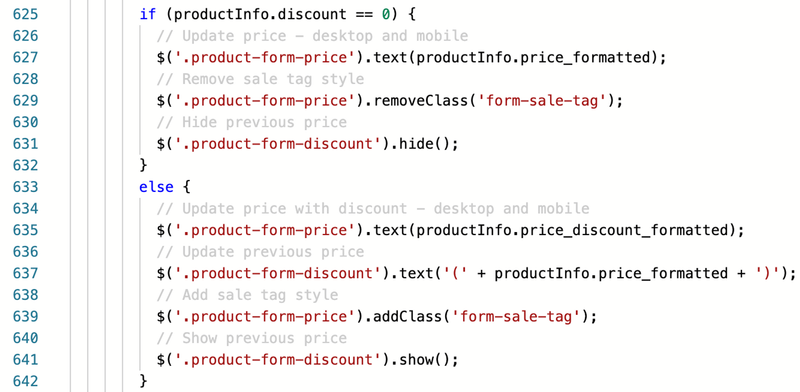 Javascript Adjustments for variants