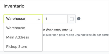 **Selector de ubicación de productos sin variantes**