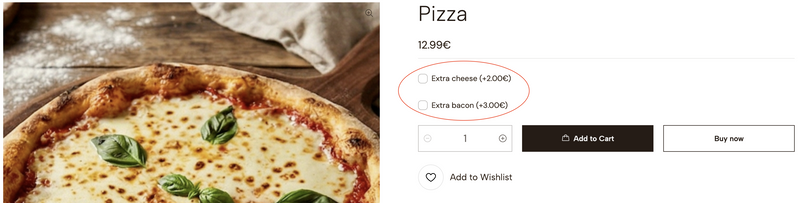 Vista de Complementos en la Tienda