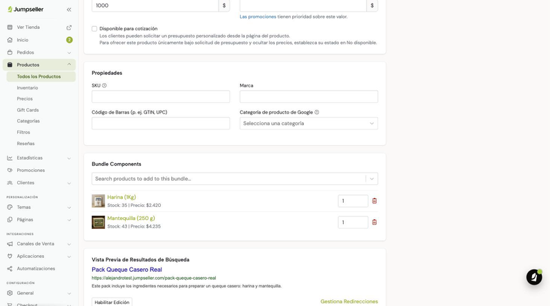 Sección Bundle Components