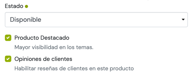 Estado del nuevo producto
