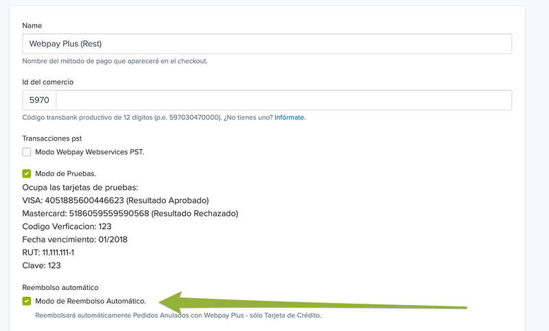 Activar Modo de Reembolso Automático