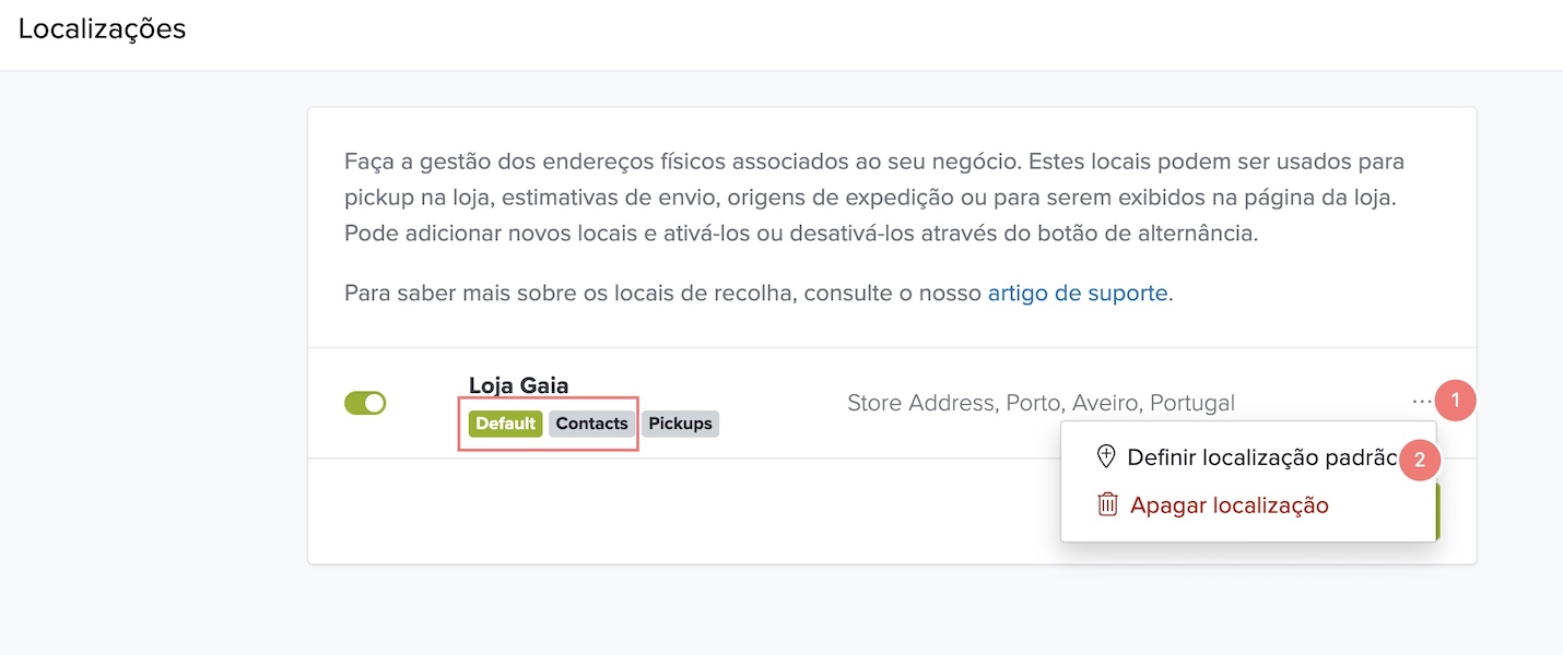 localização padrão
