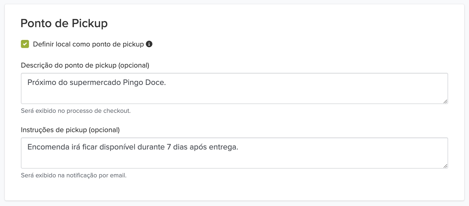instruções recolha