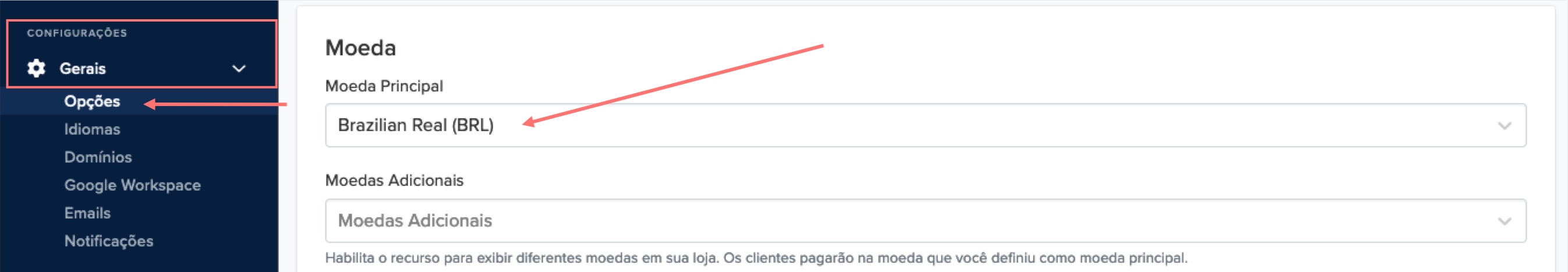 Editar moeda principal